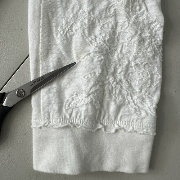 Soft Surroundings Hoodie Jacket 1X White Embroidered Zip Front Pockets - Picture 9 of 9